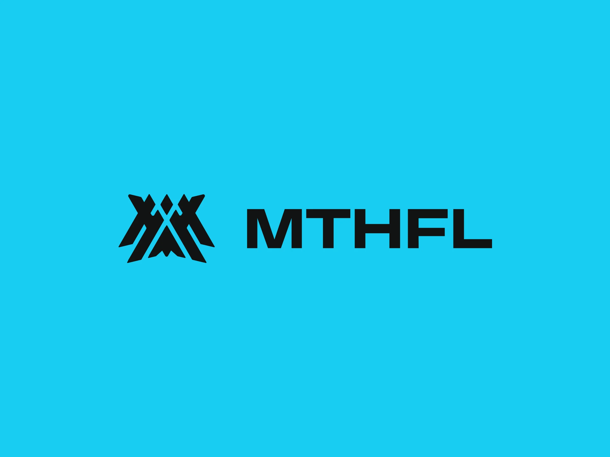 MTHFL identity: an angular black symbol and bold wordmark on cyan.