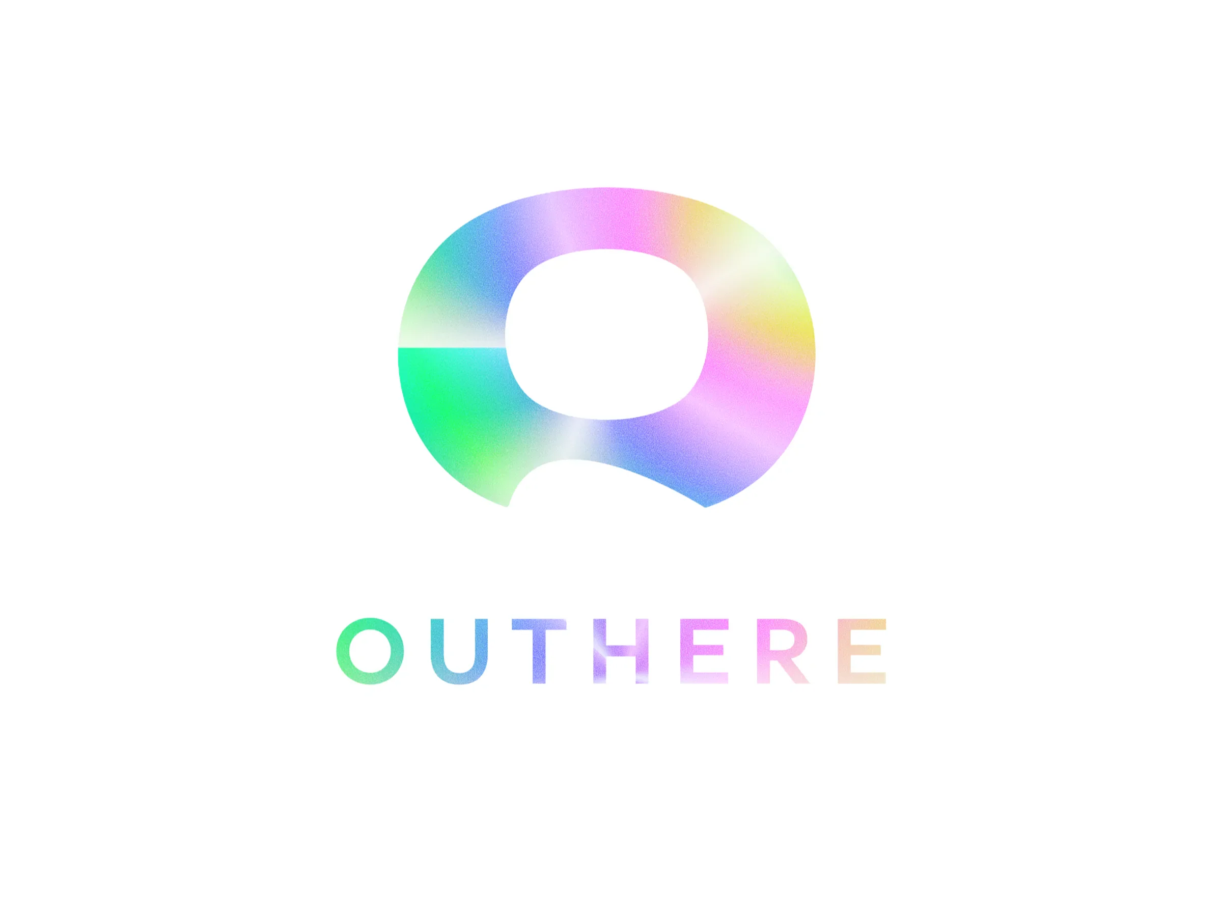 OUTHERE identity: an open circular symbol and spaced wordmark in a multicolor gradient.